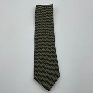 Green and brown 100% silk necktie